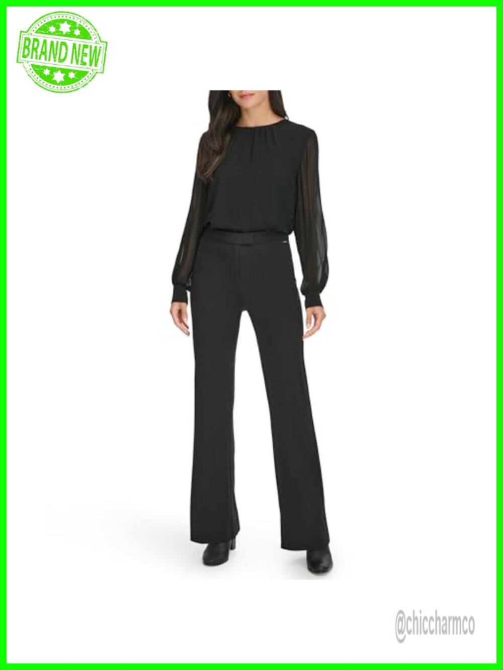 Calvin Klein Wide Leg Lounge Pants Mid Rise Comfort Travel Casual